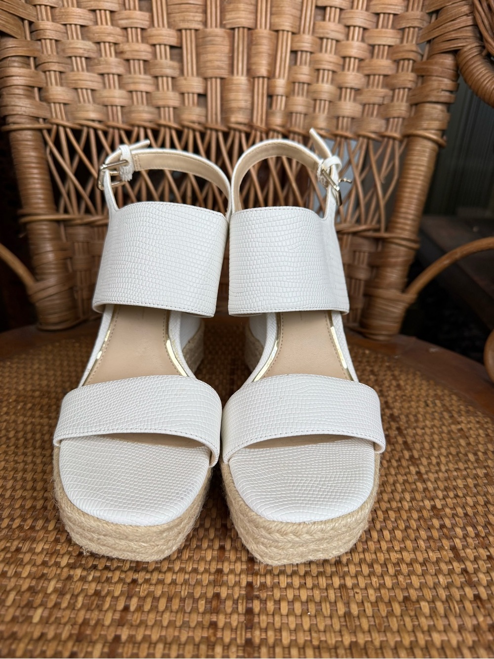 Jessica Simpson White Espadrille Platform Wedge Sandals